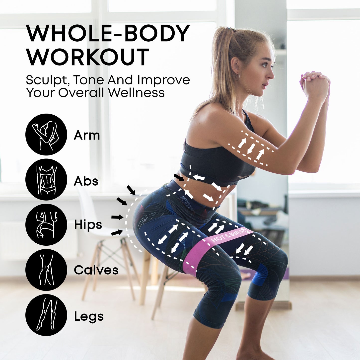Resistance Band for Women - Whole Body Workout Sets for Stretching and  Strength Training - Silicone Exercise Bands with Instruction and Flannel  Carry
